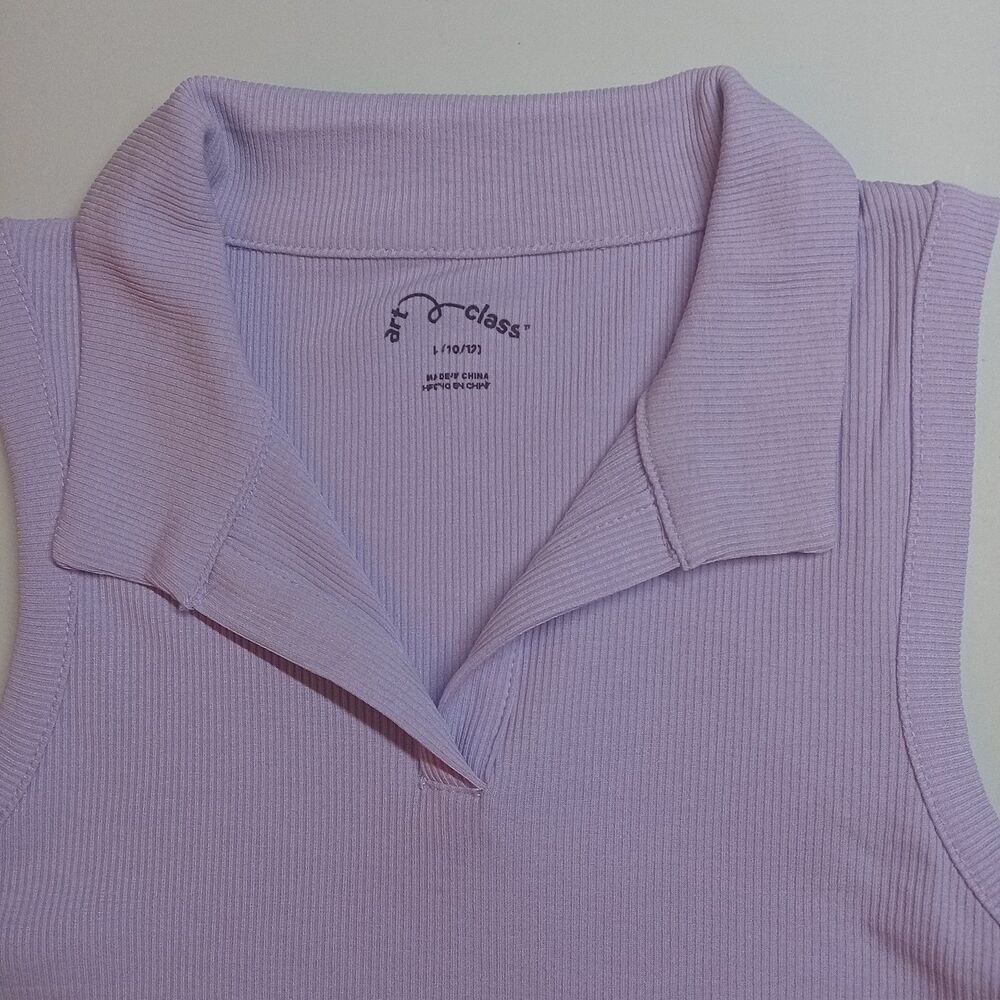 Girls' Polo Shirt Collar Tank Top - Art Class™ Lavender L - Picture 2 of 7